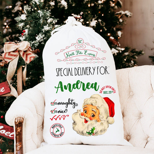 Santa Sack, Christmas Sack, Santa Bag, Christmas Gift Bag, Personalized Christmas Sack, Christmas Gift, Custom Santa Sack