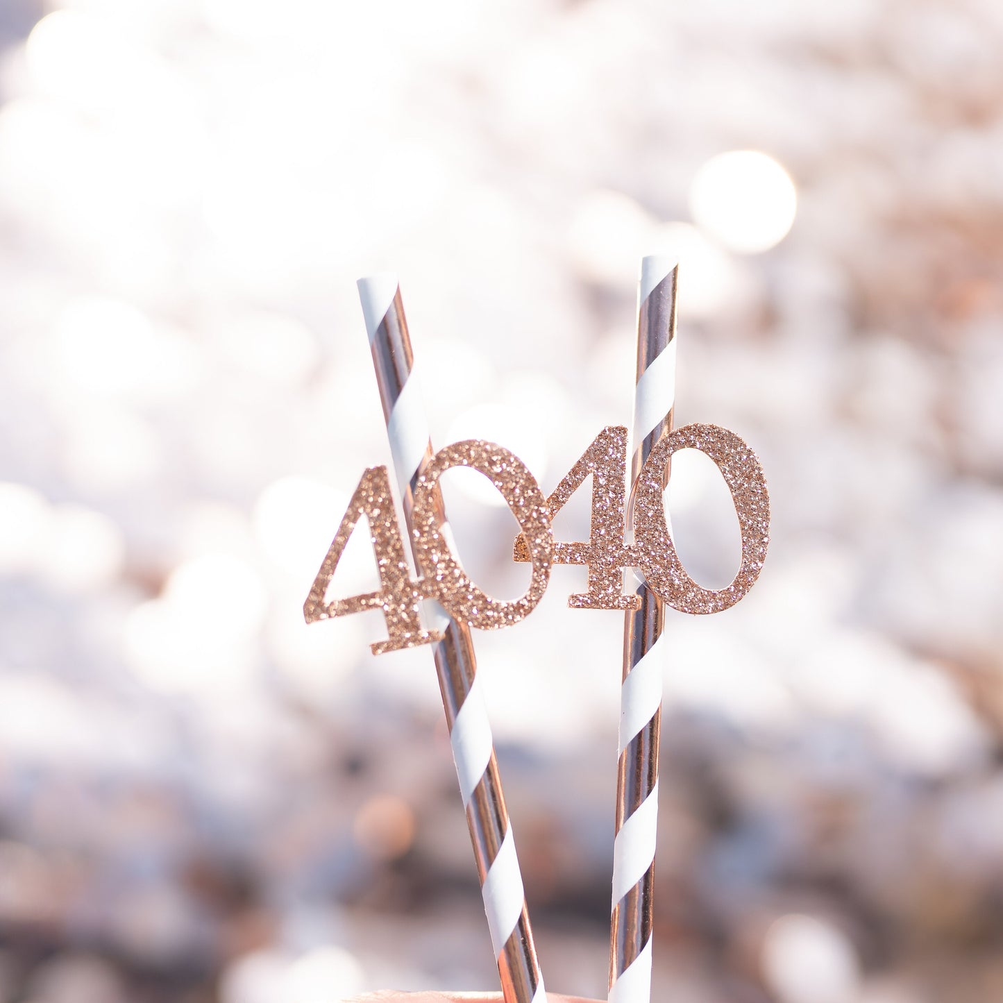 40th Birthday Party Decorations, 40th Birthday Party Straws, 40th Birthday decoration straws, 40th Birthday for her, Rose gold 40th party