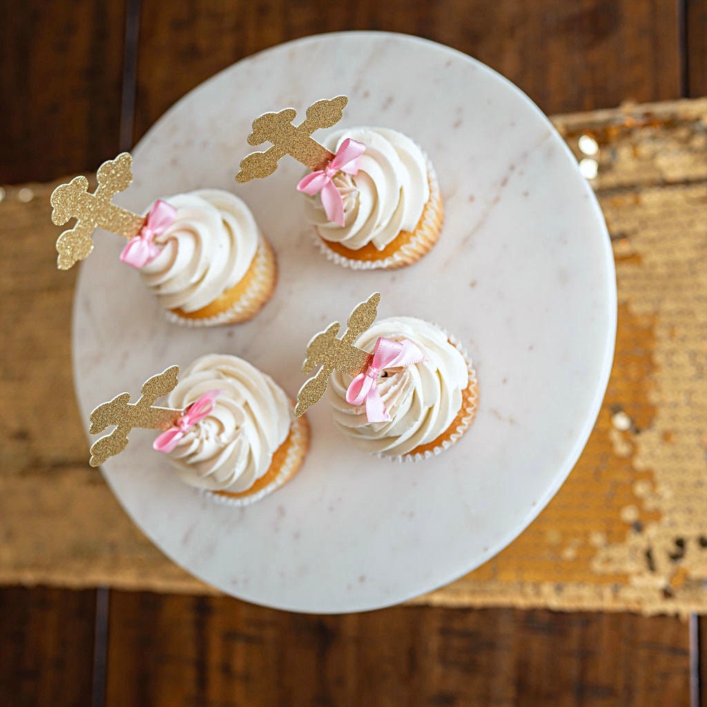 Baptism Cupcake Toppers - Christening Decor, Mi Bautizo, Boy & Girl Baptism Gifts, Gender-Neutral Celebration, Religious Event Accents