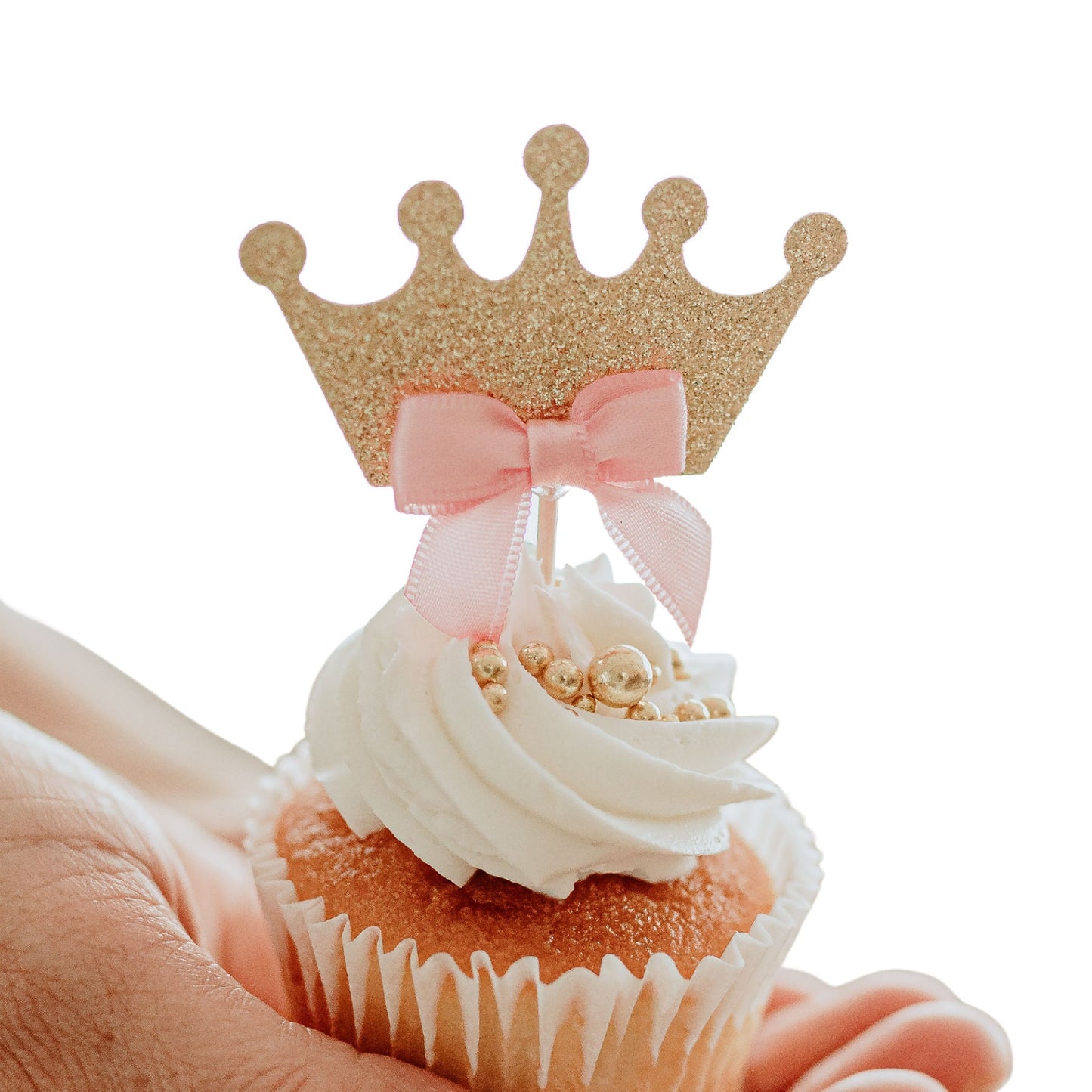 Crown Cupcake Toppers, Princess Party Decorations, Pink and Gold Birthday