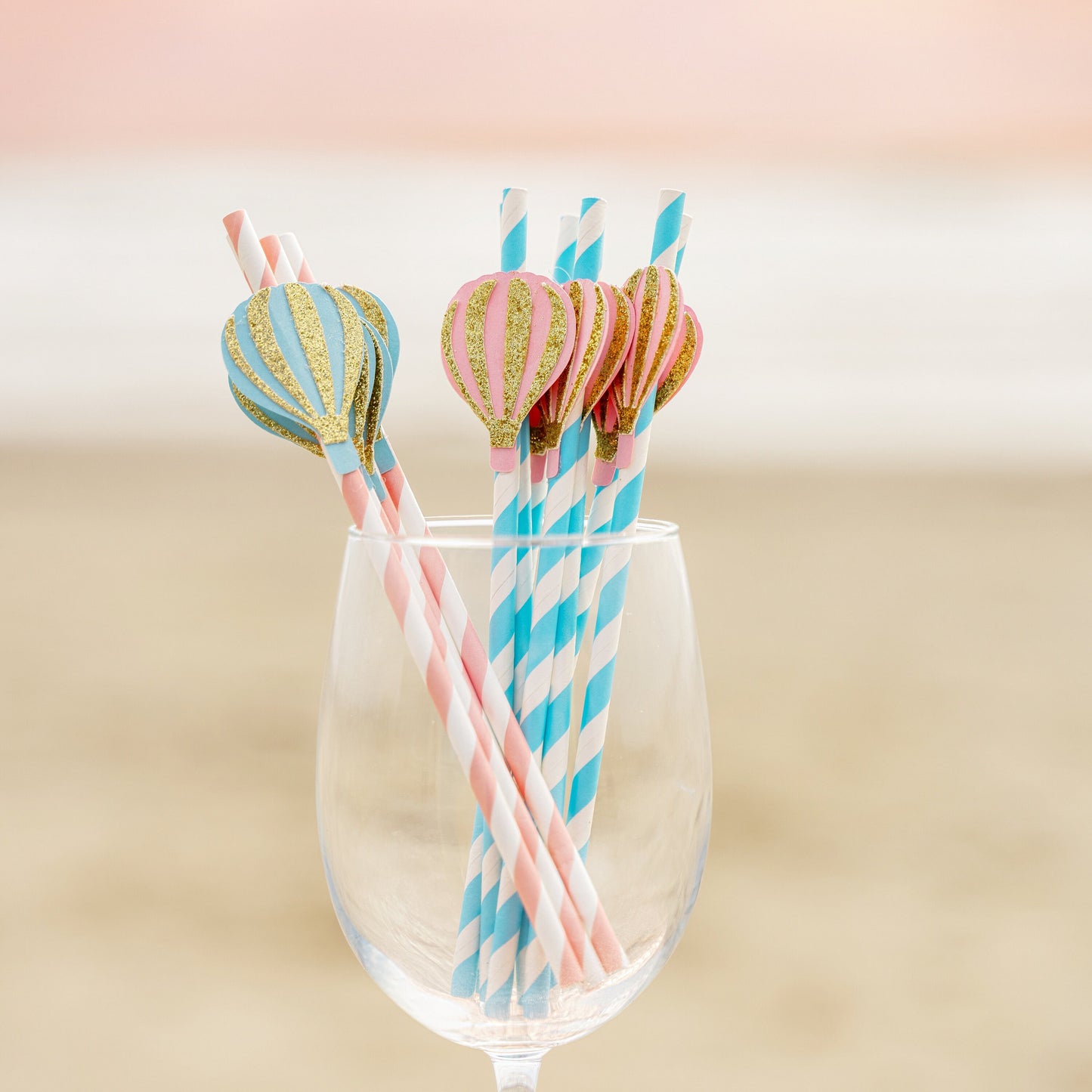 Hot Air Balloon Decorations - Hot Air Balloon Party - Up Up and Away - Fly Away with me - Party Straws - Paper Straws - First Birthday Party