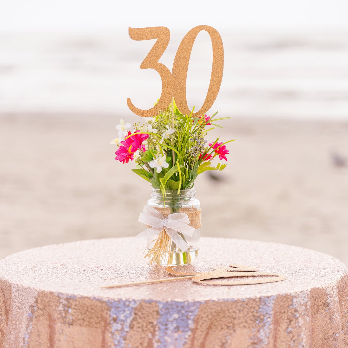 30th Birthday Decorations - Rose Gold Centerpieces, 30th Birthday Gift for Her, Party Supplies & Centerpieces - Double Sided