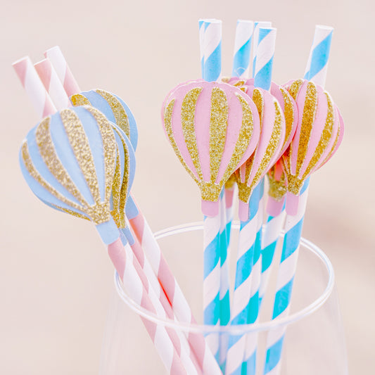 Hot Air Balloon Decorations - Hot Air Balloon Party - Up Up and Away - Fly Away with me - Party Straws - Paper Straws - First Birthday Party