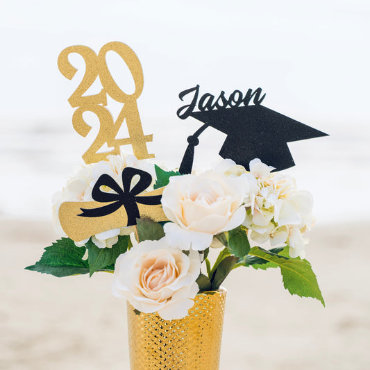 Graduation Centerpiece, Graduation Party Decorations, Class of 2024 Grad Centerpiece Sticks, Graduation Centerpiece 2024