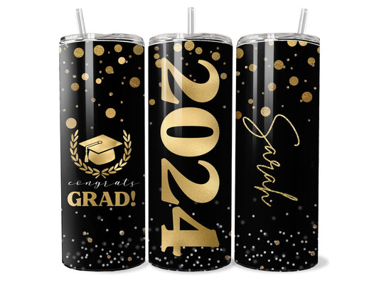 Class of 2024 Skinny Tumbler - 20oz Stainless Steel Tumbler with Straw and Lid - Perfect Graduation Gift for High School & College Graduates