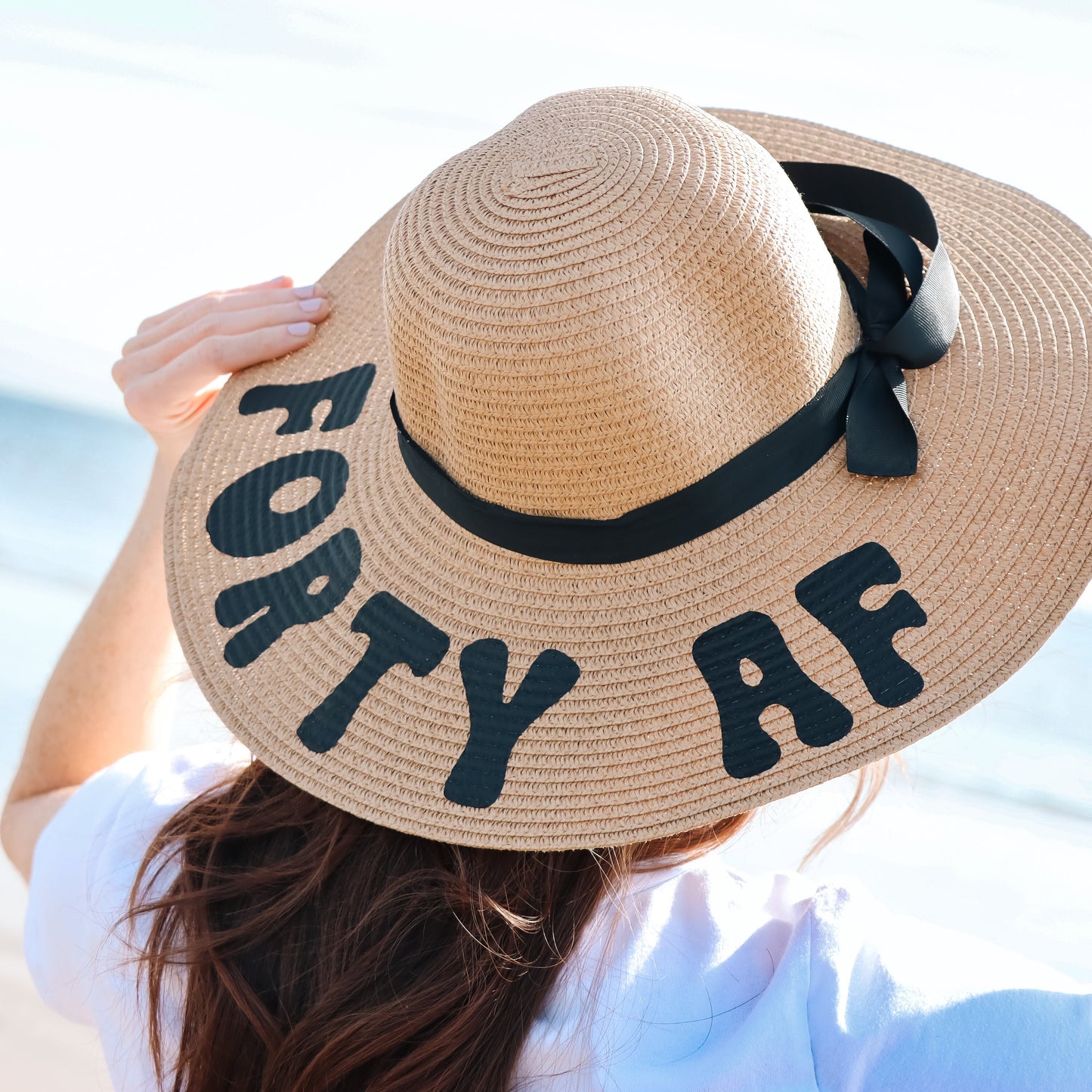 40 AF Birthday Floppy Beach Hat - Women's Sun Straw Hat Gift from Mom, Friends, One Size Fits All, Unique Special Turning 40 Present