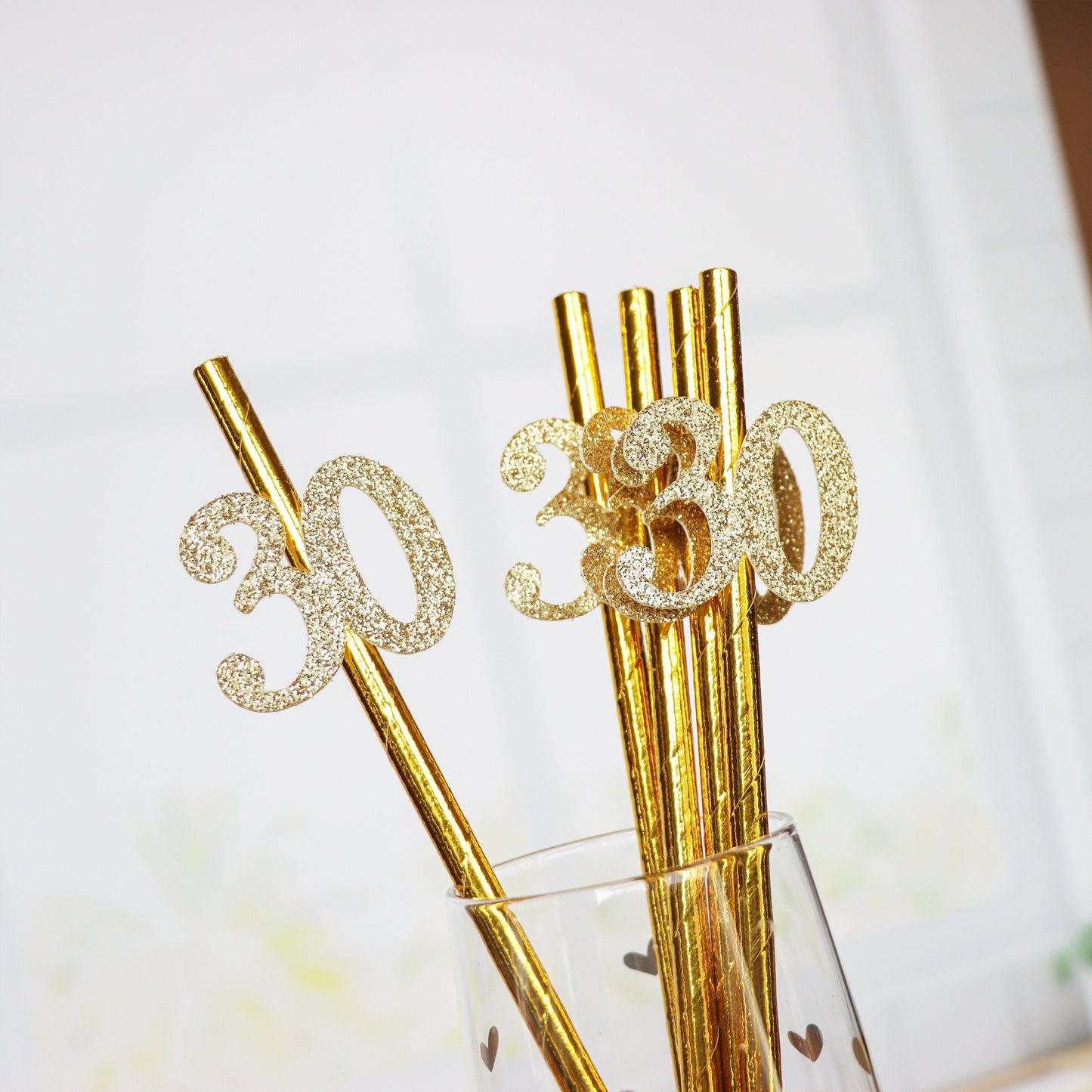 30th Birthday Party Straws, Metallic Gold for Dirty Thirty Decor, Elegant 30th Decorations Gift for Her