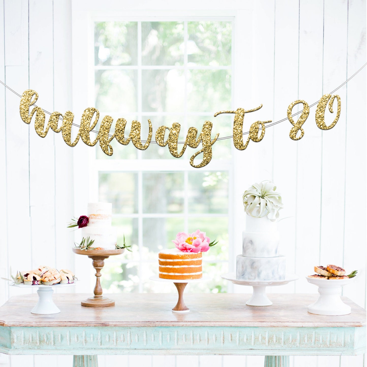 40th Birthday Banner - Gold Happy 40th Party Decor, Celebratory Banner for Fortieth, Easy Hang Garland for Birthday Celebrations