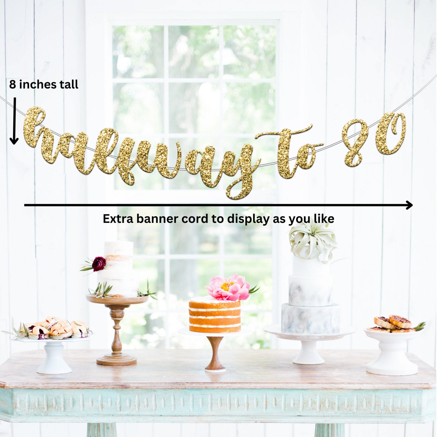 40th Birthday Banner - Gold Happy 40th Party Decor, Celebratory Banner for Fortieth, Easy Hang Garland for Birthday Celebrations