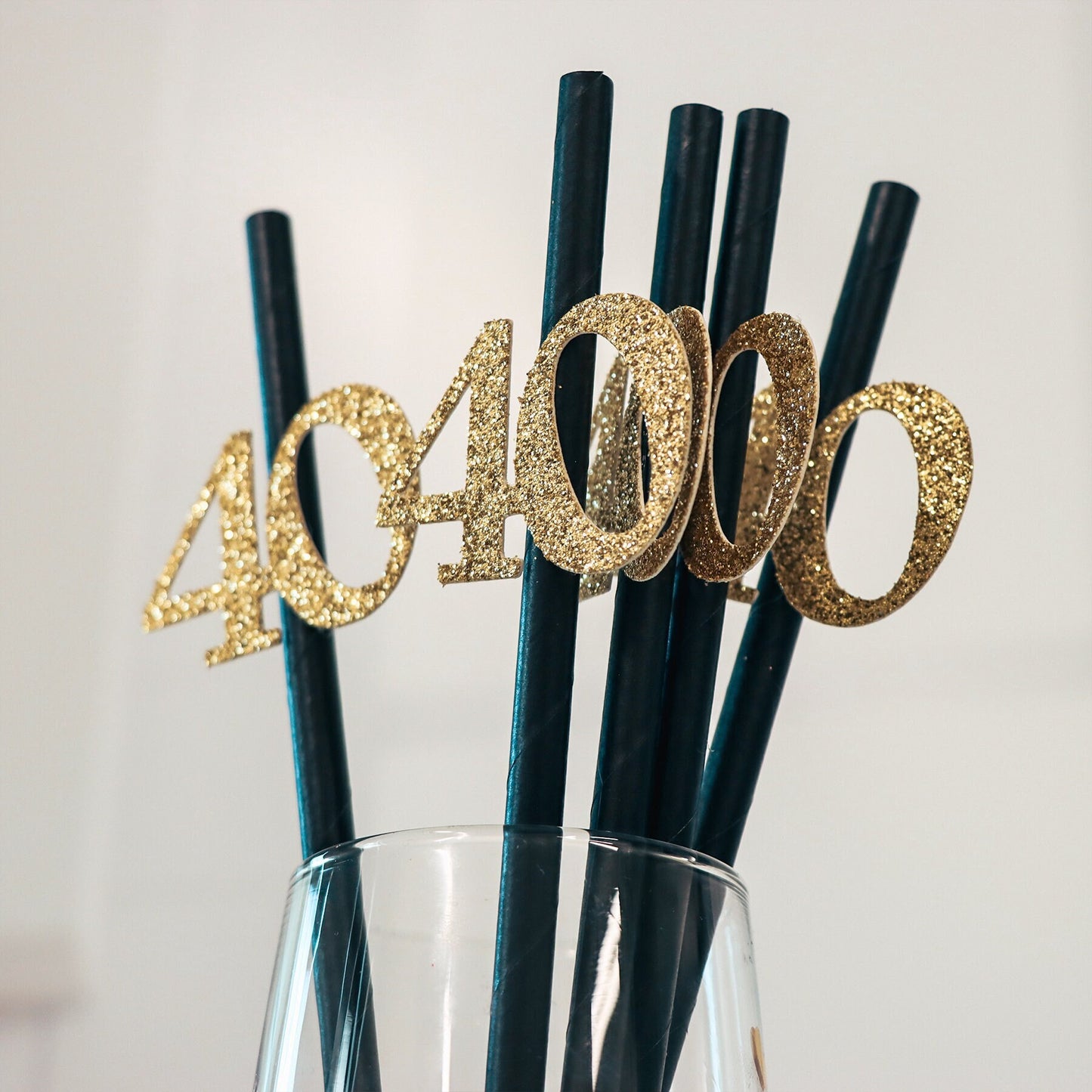 40th Birthday Party Straws, Gold Glitter Decor, Women's Birthday Celebration, Beverage Tableware