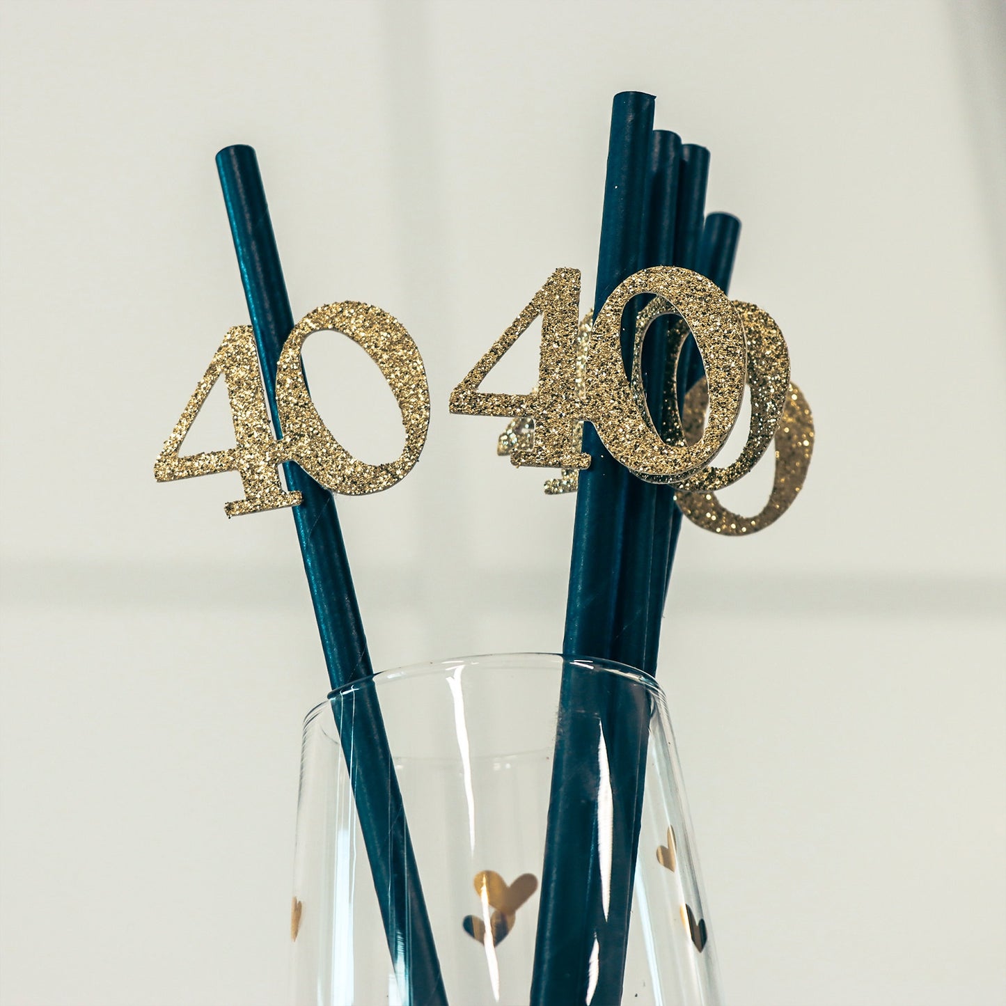 40th Birthday Party Straws, Gold Glitter Decor, Women's Birthday Celebration, Beverage Tableware