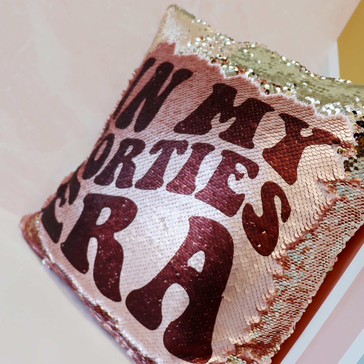 40th Birthday Gift Pillow for Her, In my 40s Era Flip Sequin Pillow in Rose gold and Blush Pink, Best Friend Birthday Gift