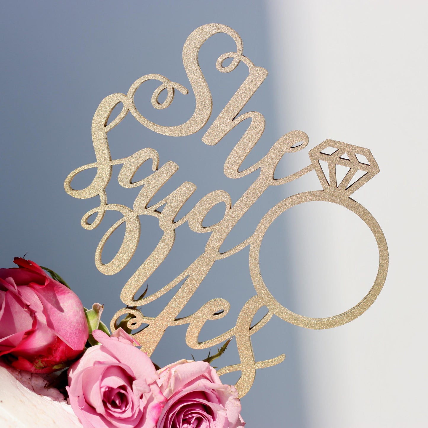 She Said Yes Cake Topper, Bridal Shower Cake Topper, Bride To Be Gift, Laser Cut Cake Topper