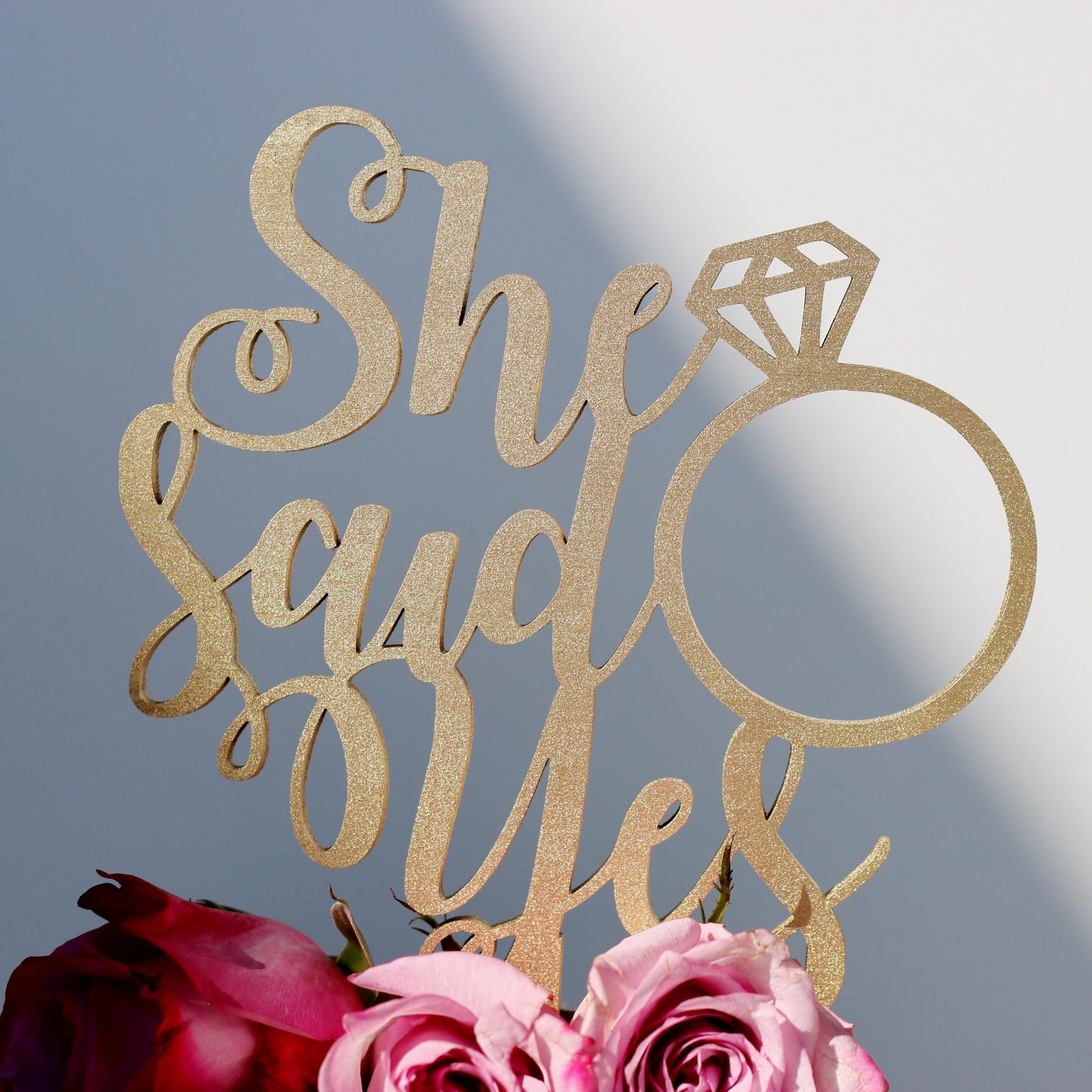 She Said Yes Cake Topper, Bridal Shower Cake Topper, Bride To Be Gift, Laser Cut Cake Topper