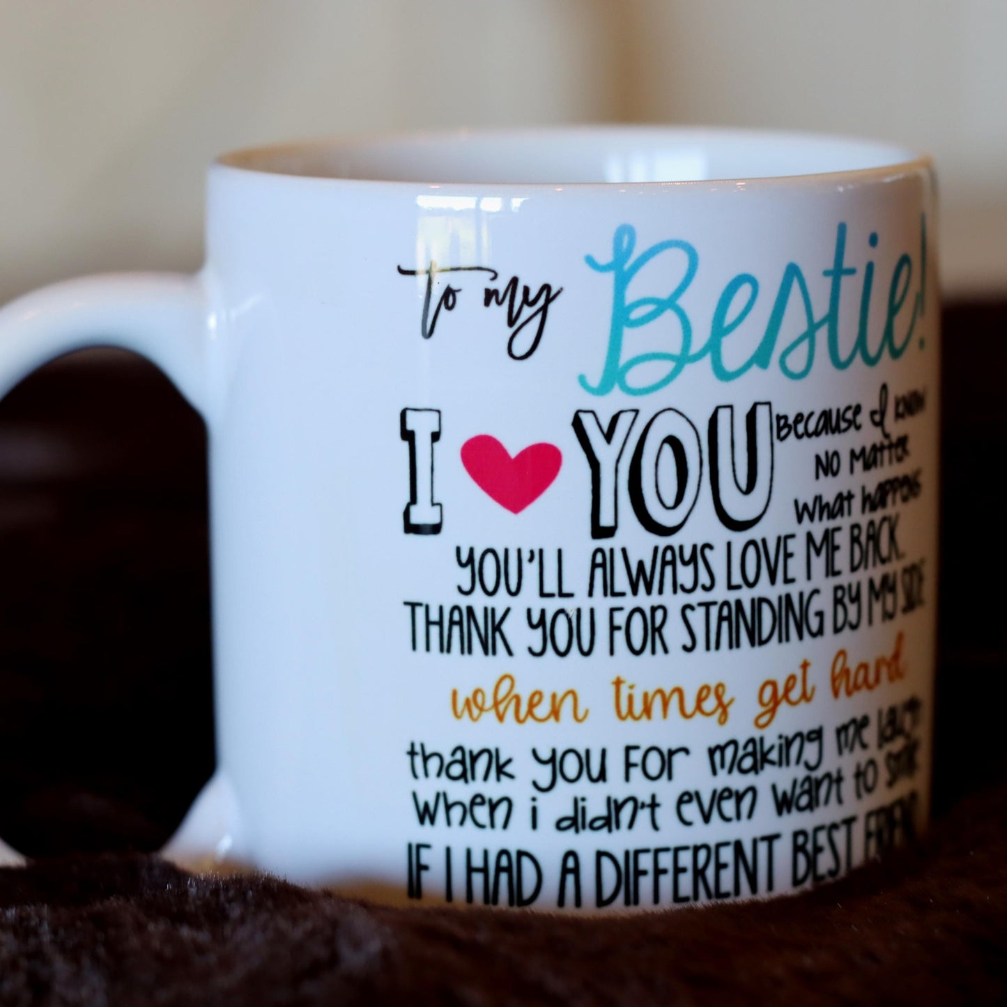 Best Friend Mug, Work Bestie Coffee Cup, Unique Keepsake for Friends, Personalized Mug for Coworkers, Birthday or Christmas Gift