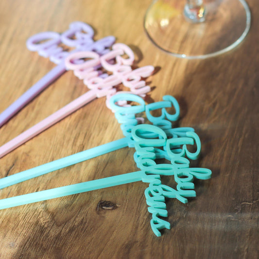 Custom Baby Shower Swizzle Sticks, Personalized Acrylic Stir Sticks in Pastel, Glitter & Mirrored Colors, Baby Name Drink Stirrers