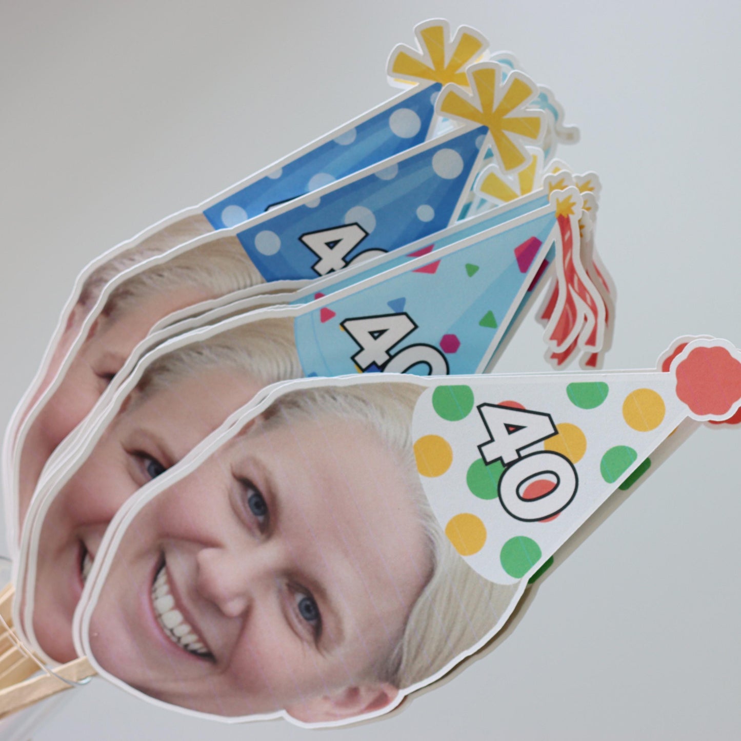 Personalized Face Centerpiece Sticks – Custom Photo Birthday Party Decorations for Him or Her | Milestone Celebration Decor