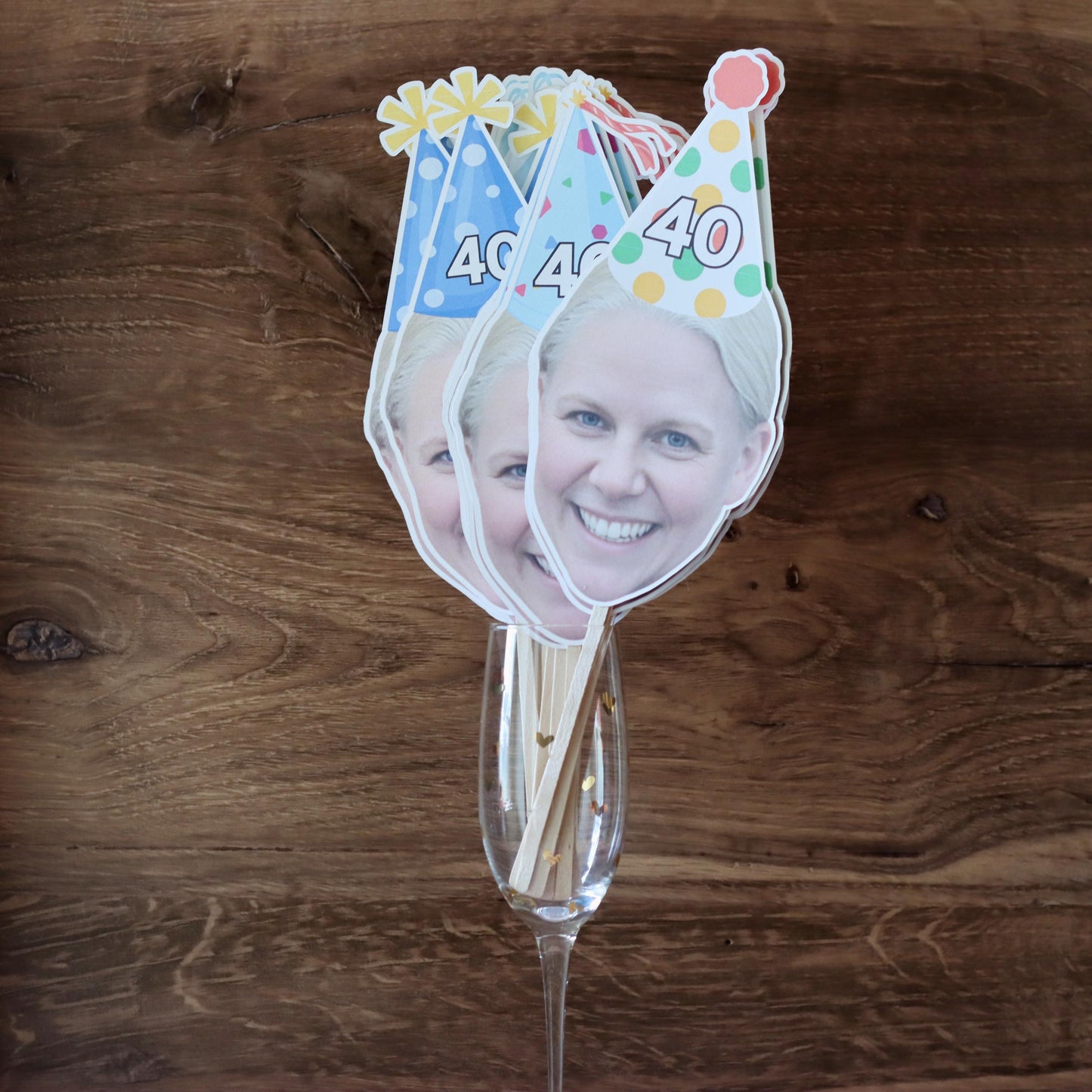 Personalized Face Centerpiece Sticks – Custom Photo Birthday Party Decorations for Him or Her | Milestone Celebration Decor