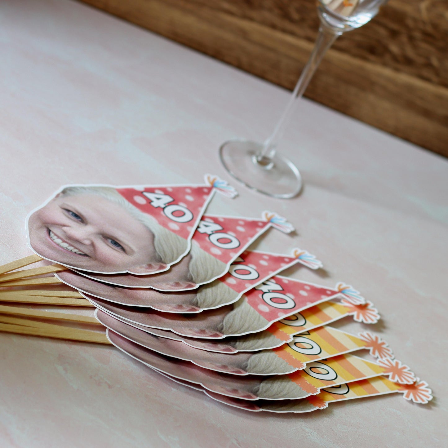 Personalized Face Centerpiece Sticks – Custom Photo Birthday Party Decorations for Him or Her | Milestone Celebration Decor