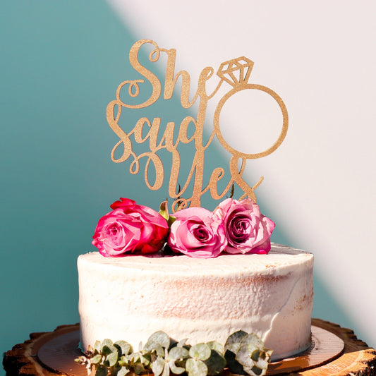 She Said Yes Cake Topper, Bridal Shower Cake Topper, Bride To Be Gift, Laser Cut Cake Topper