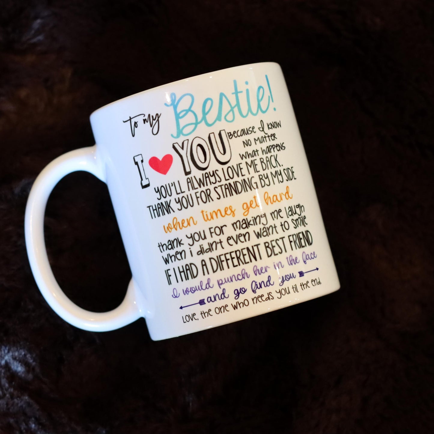 Best Friend Mug, Work Bestie Coffee Cup, Unique Keepsake for Friends, Personalized Mug for Coworkers, Birthday or Christmas Gift