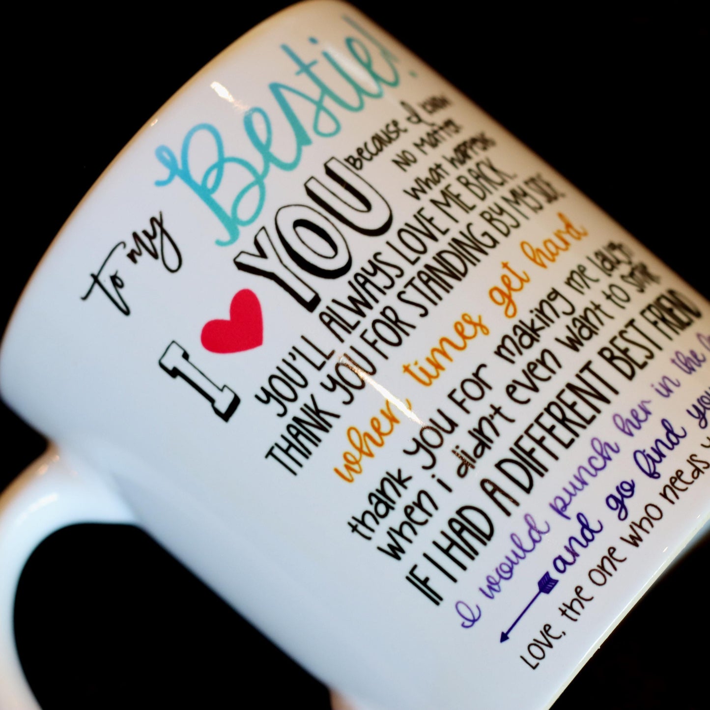 Best Friend Mug, Work Bestie Coffee Cup, Unique Keepsake for Friends, Personalized Mug for Coworkers, Birthday or Christmas Gift