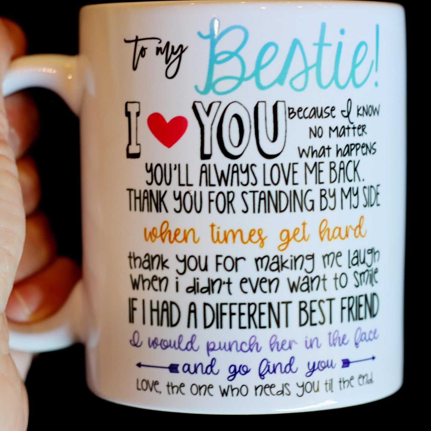 Best Friend Mug, Work Bestie Coffee Cup, Unique Keepsake for Friends, Personalized Mug for Coworkers, Birthday or Christmas Gift