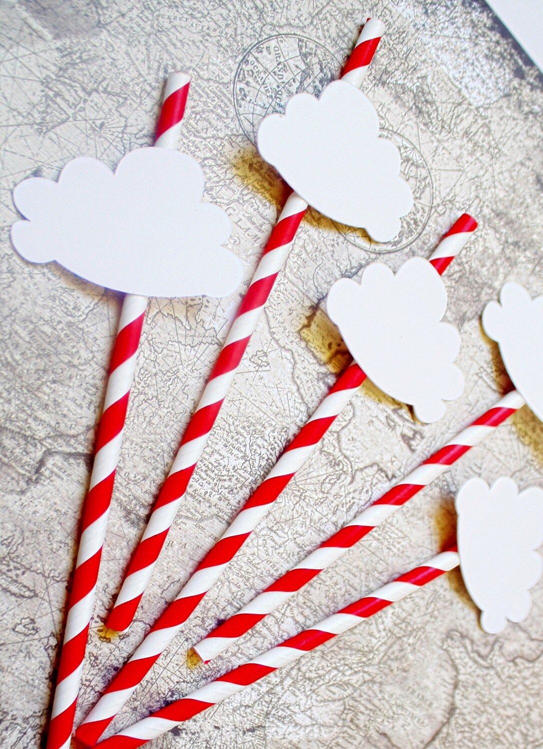 Party straws - Cloud Party Decor - Clouds - Paper Straws - Hot Air Balloon Decorations - Rainy Day - Up Up and Away Decor - Baby Shower