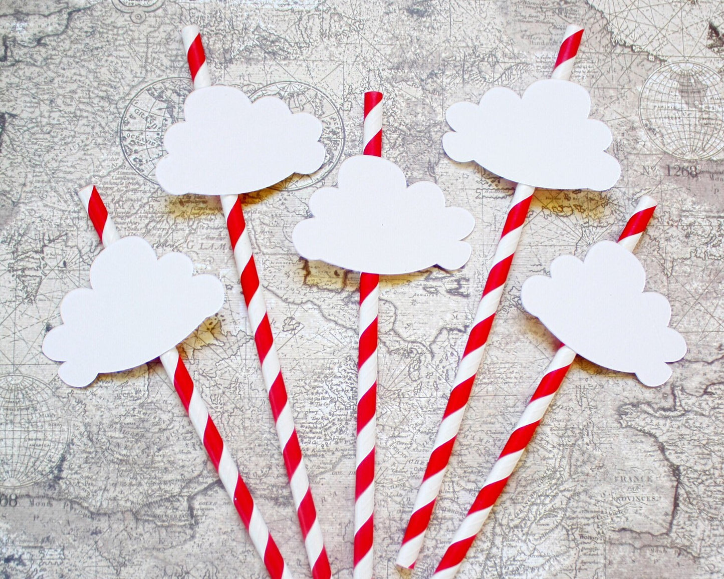 Party straws - Cloud Party Decor - Clouds - Paper Straws - Hot Air Balloon Decorations - Rainy Day - Up Up and Away Decor - Baby Shower