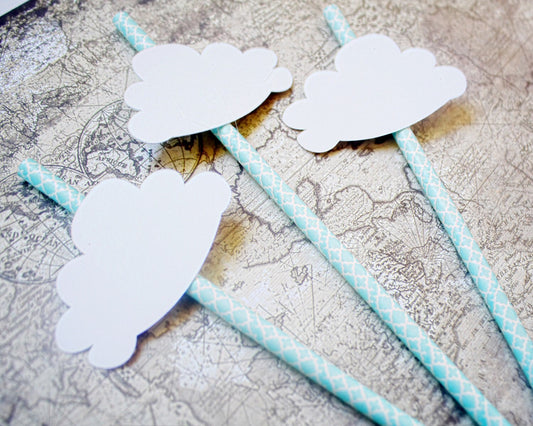 Up Up and Away Baby Shower - Party straws - Paper Straws - Hot Air Balloon Decorations - Rainy Day - Baby Shower Decorations