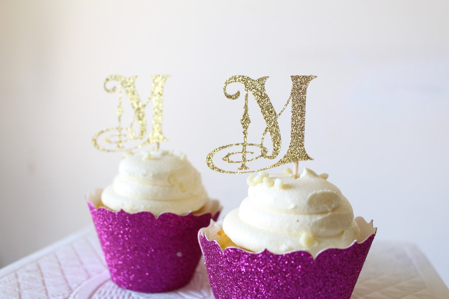 Custom Monogram Cupcake Toppers | Glitter Monogram | Wedding Monogram | Engagement Party | Bridal Shower Decorations