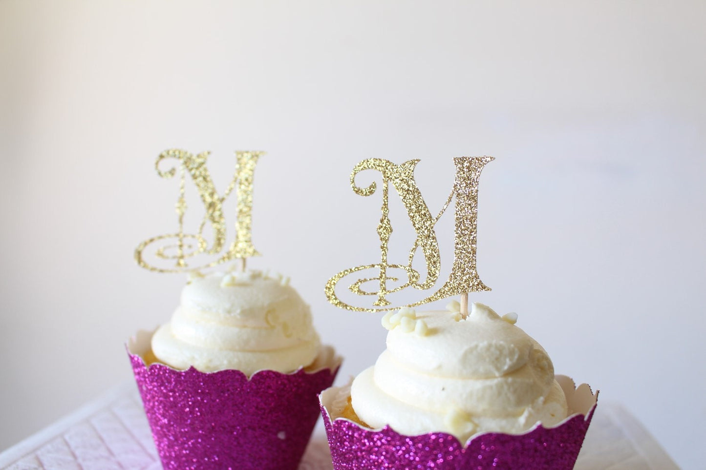 Custom Monogram Cupcake Toppers | Glitter Monogram | Wedding Monogram | Engagement Party | Bridal Shower Decorations