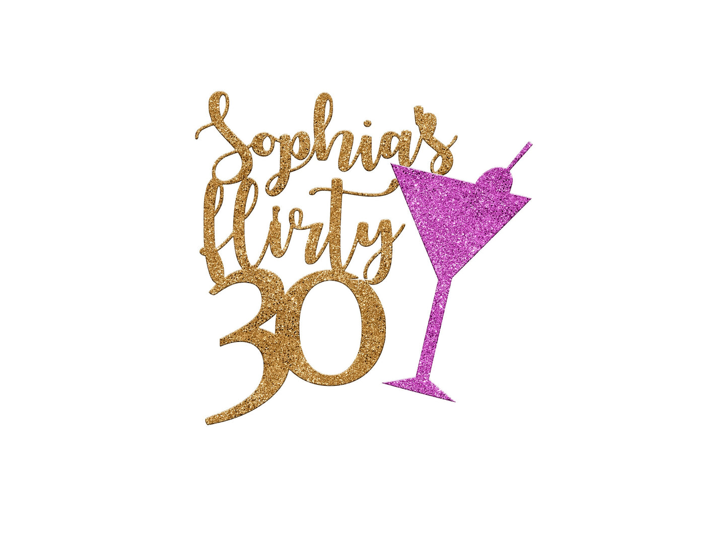 Custom Flirty Thirty 30th Birthday Cake Topper