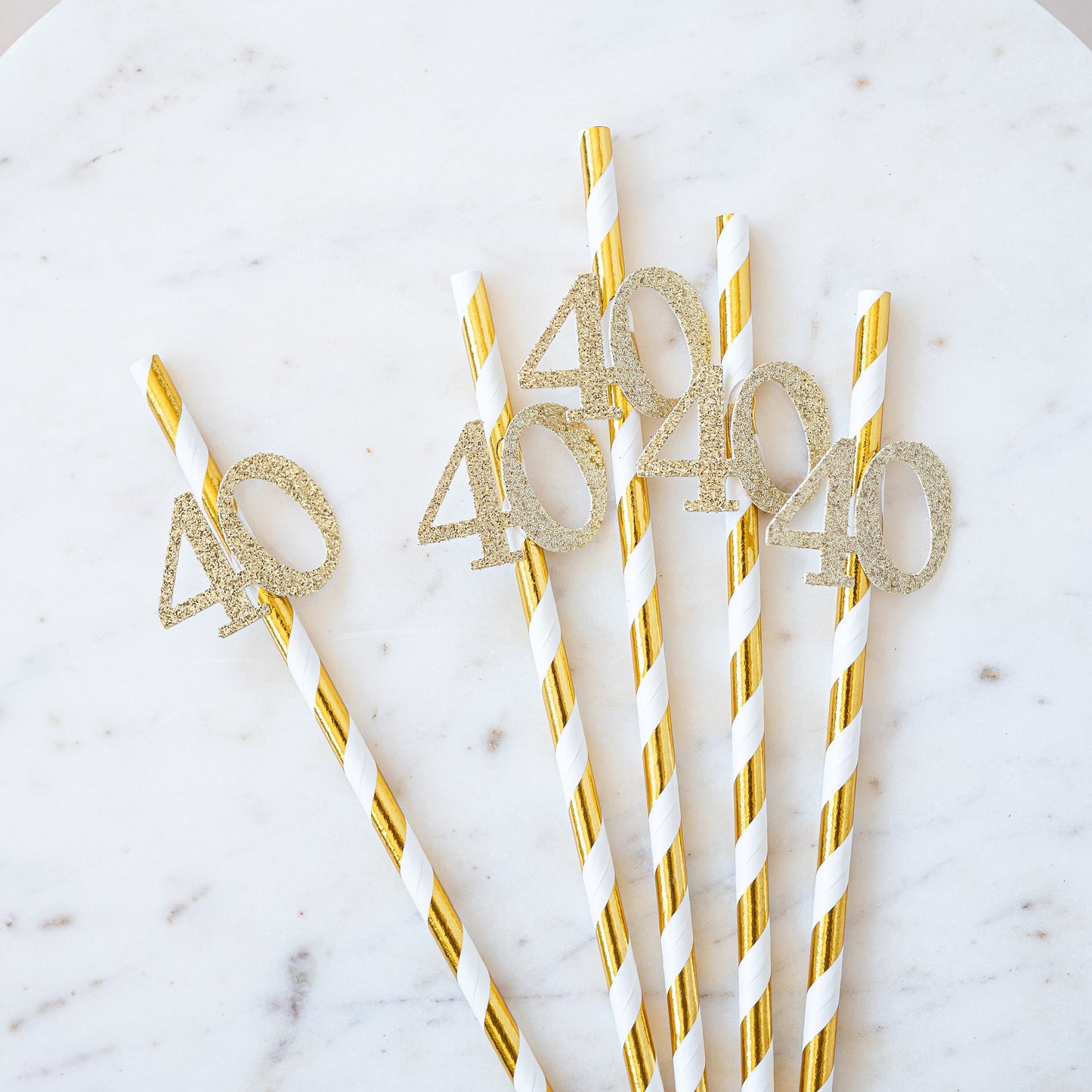 40th Birthday Party Gold Party Straws