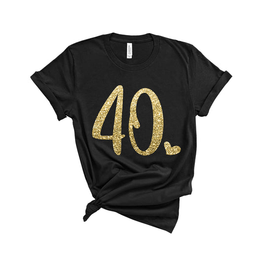 Hello 40 Glittery Chic 40th Birthday  T-Shirt