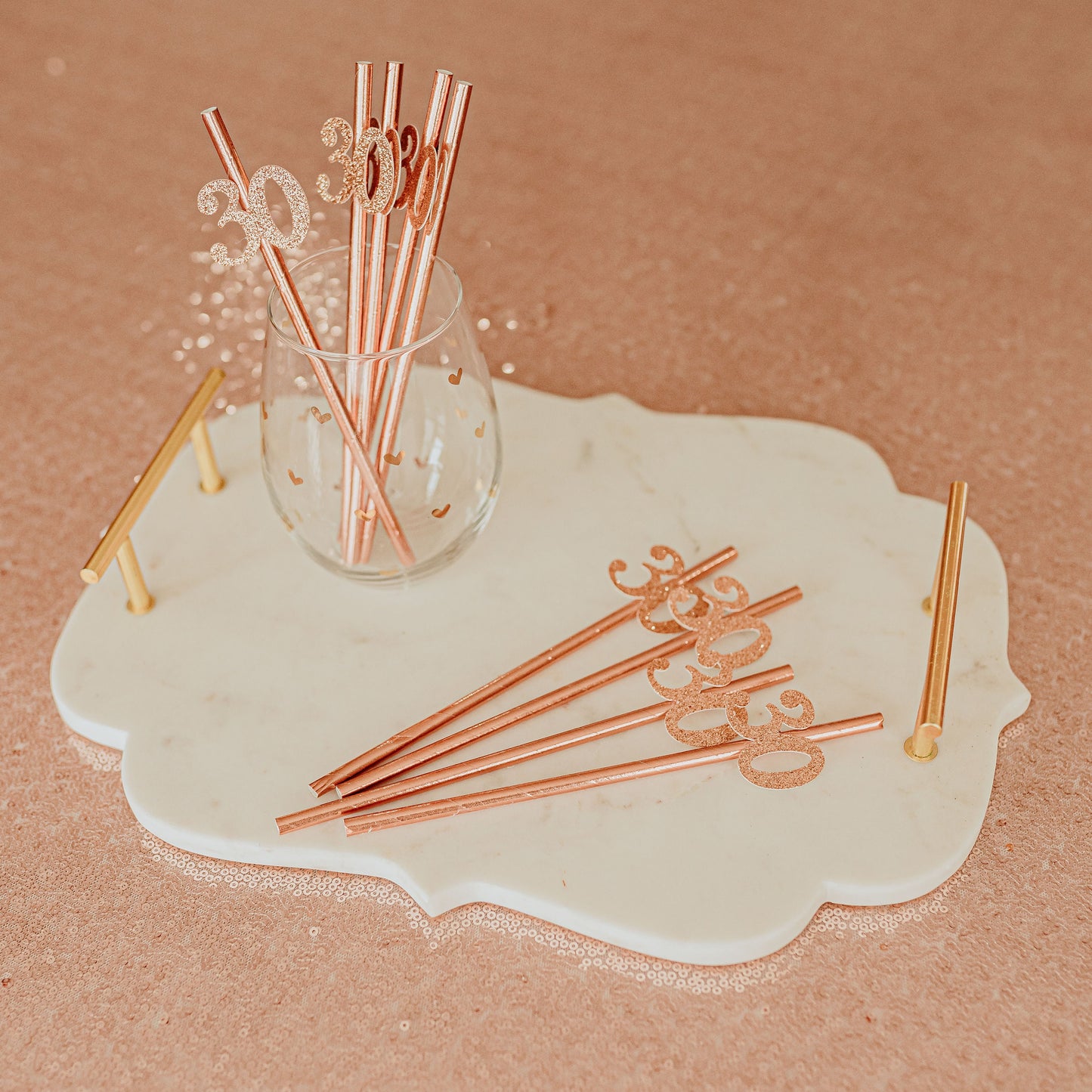 Rose Gold 30th Birthday Party Straws