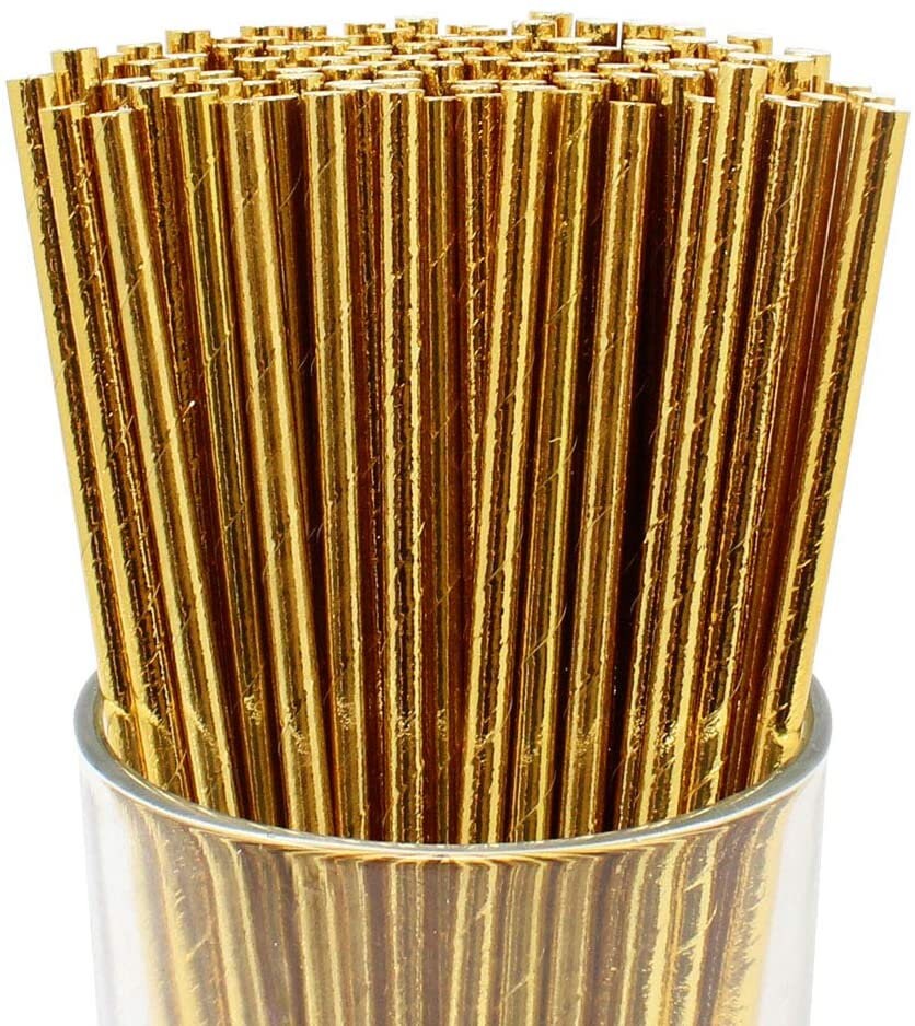 40th Birthday Party Metallic Gold Party Straws