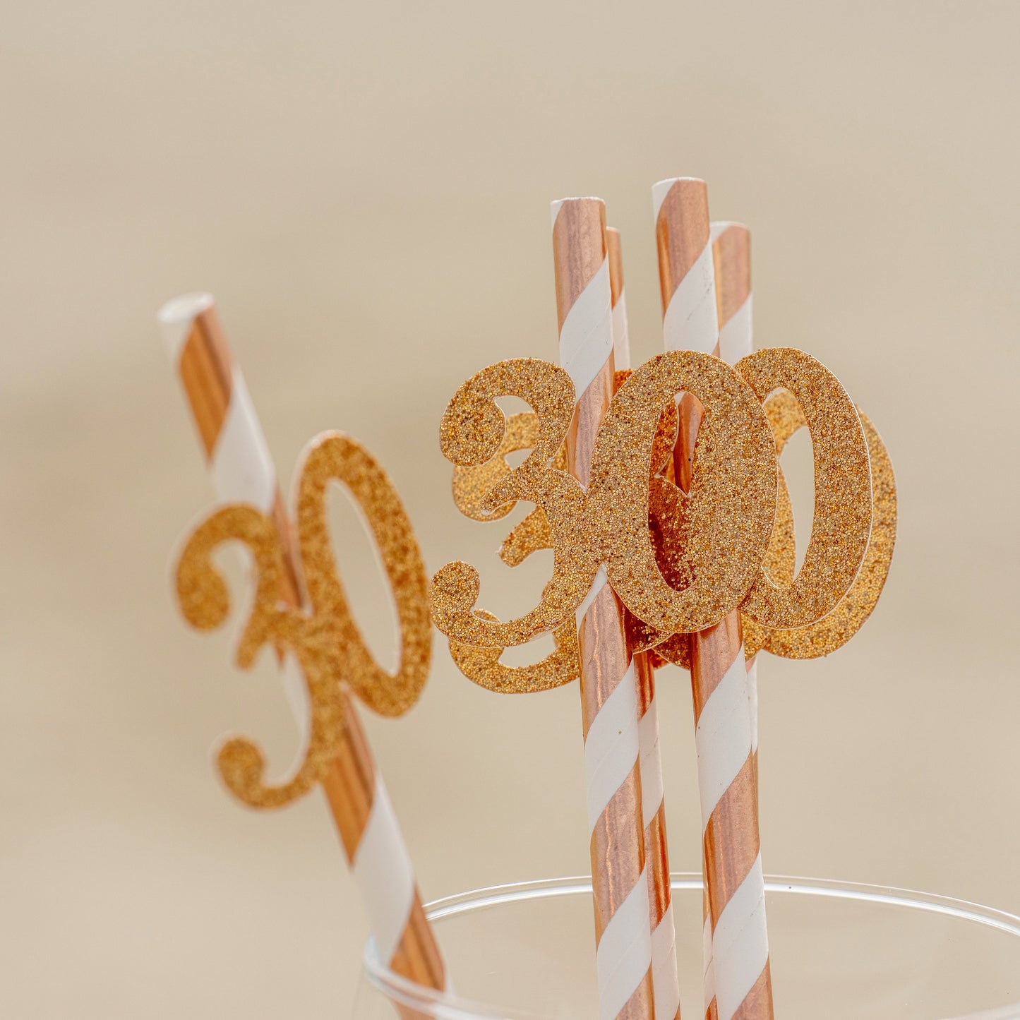 Rose Gold 30th Birthday Party Straws