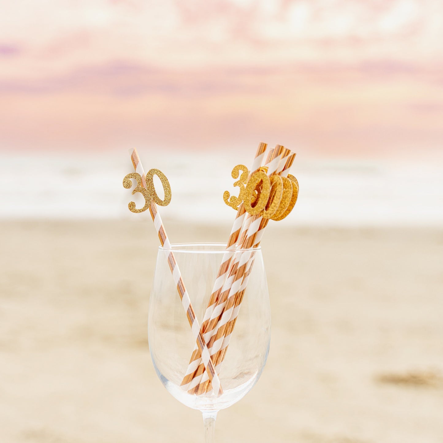 Rose Gold 30th Birthday Party Straws