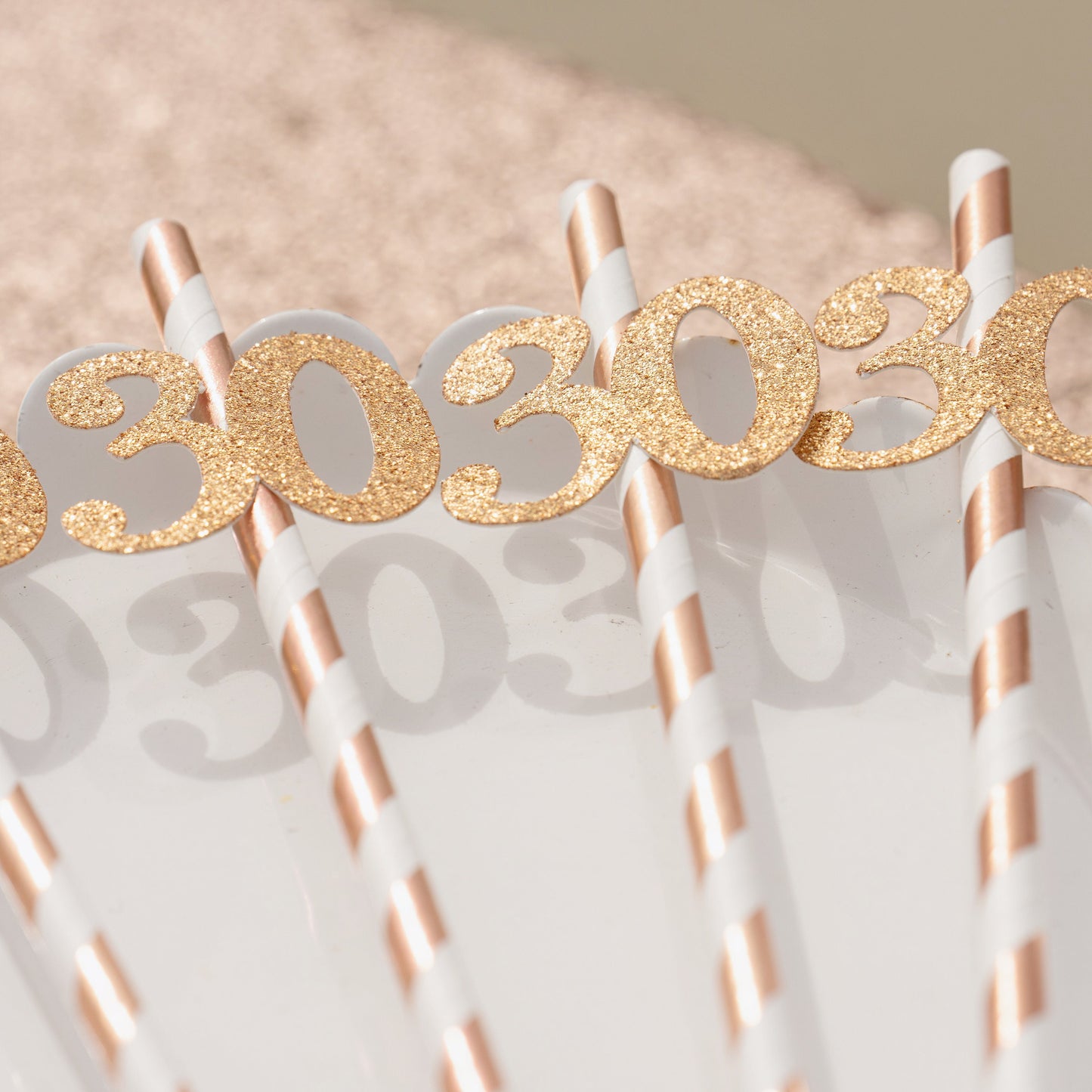 Rose Gold 30th Birthday Party Straws