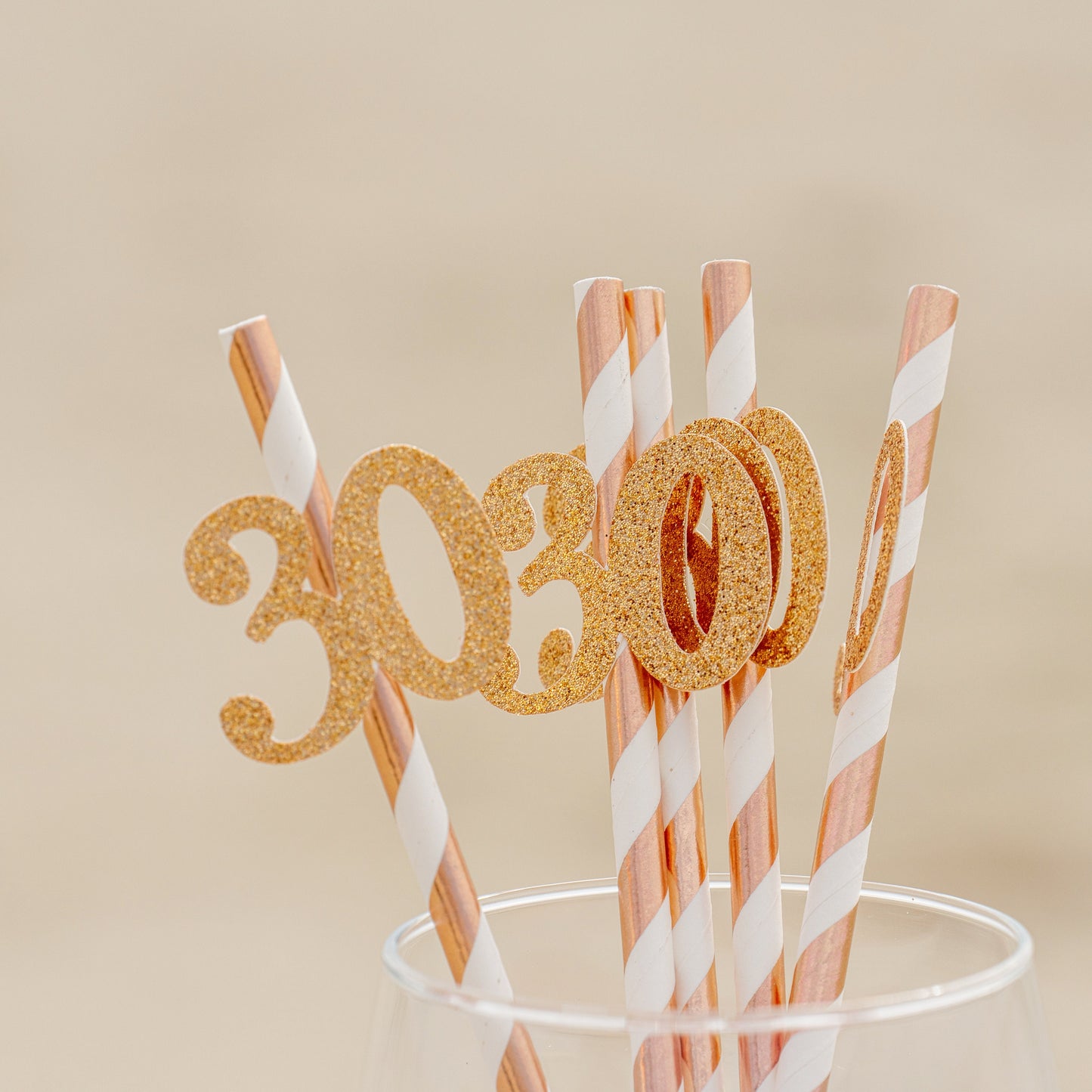 Rose Gold 30th Birthday Party Straws