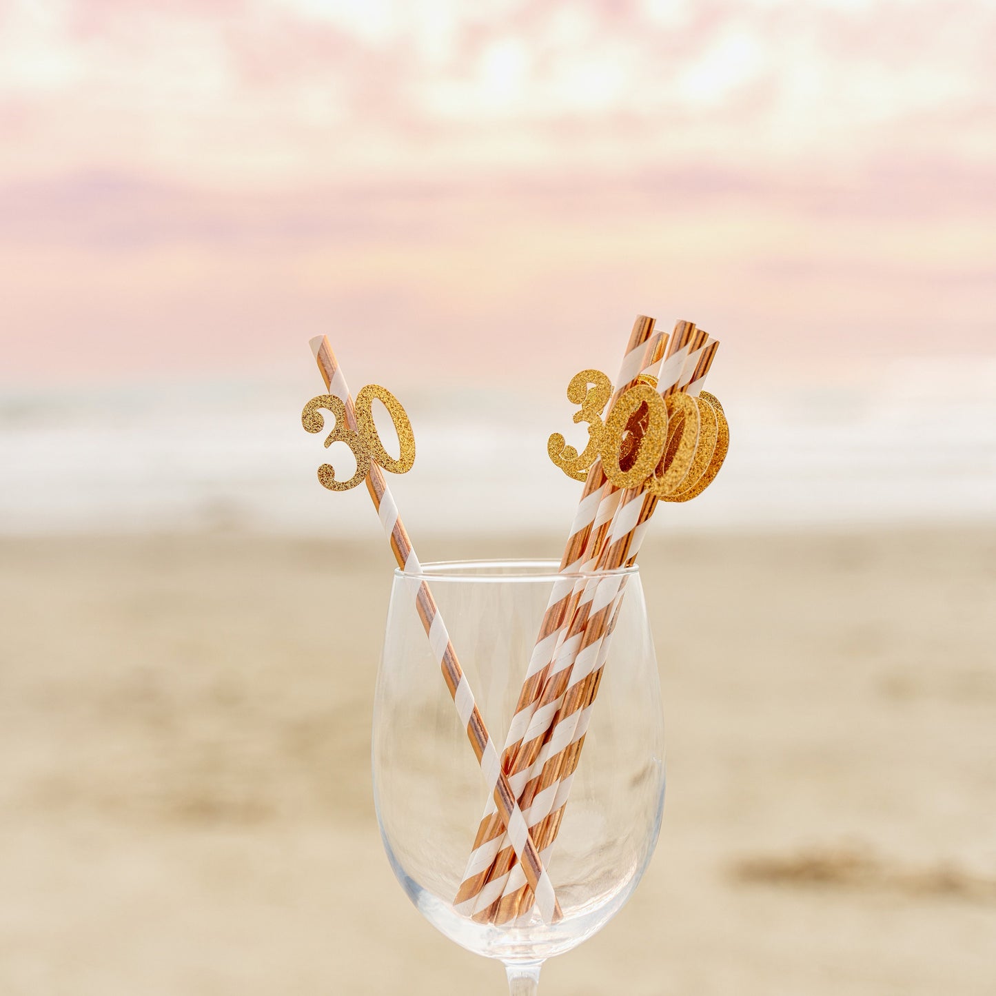 Rose Gold 30th Birthday Party Straws