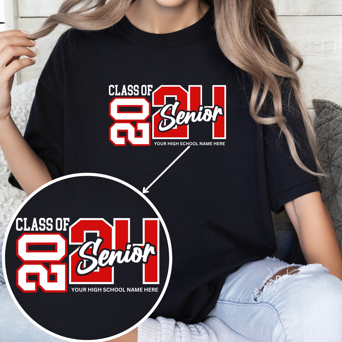 Custom High School Grad Class of 2024 Senior T-Shirt