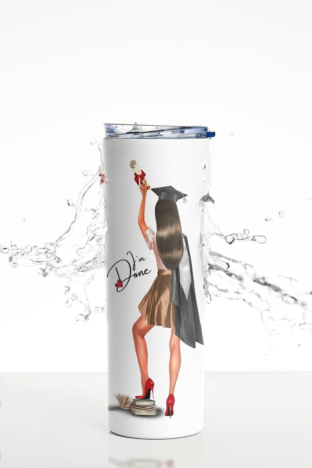 Personalized 'I'm Done' Design 2024 Graduation Stainless Steel Tumbler with Straw and Lid