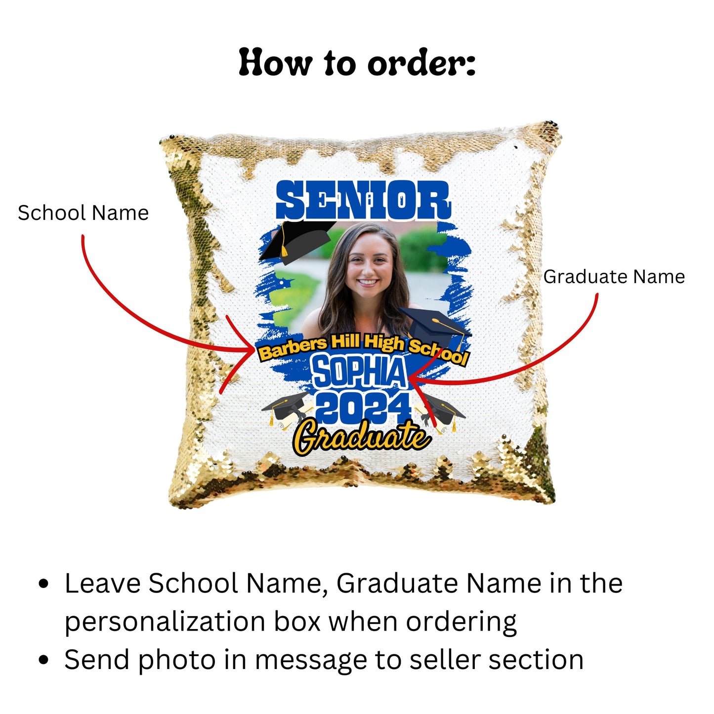 Custom Name Pillow Cover for 2024 Graduation Gift