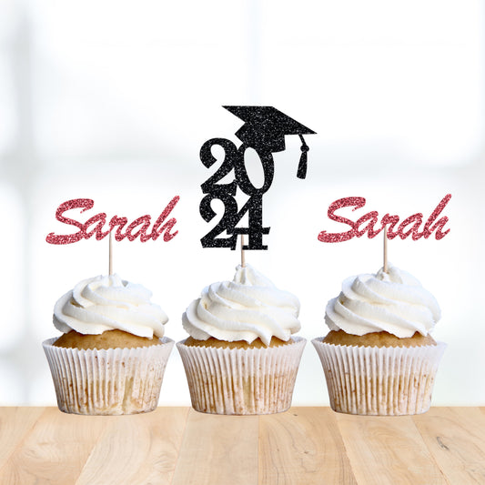 Custom Graduation Cupcake Toppers for Class of 2024